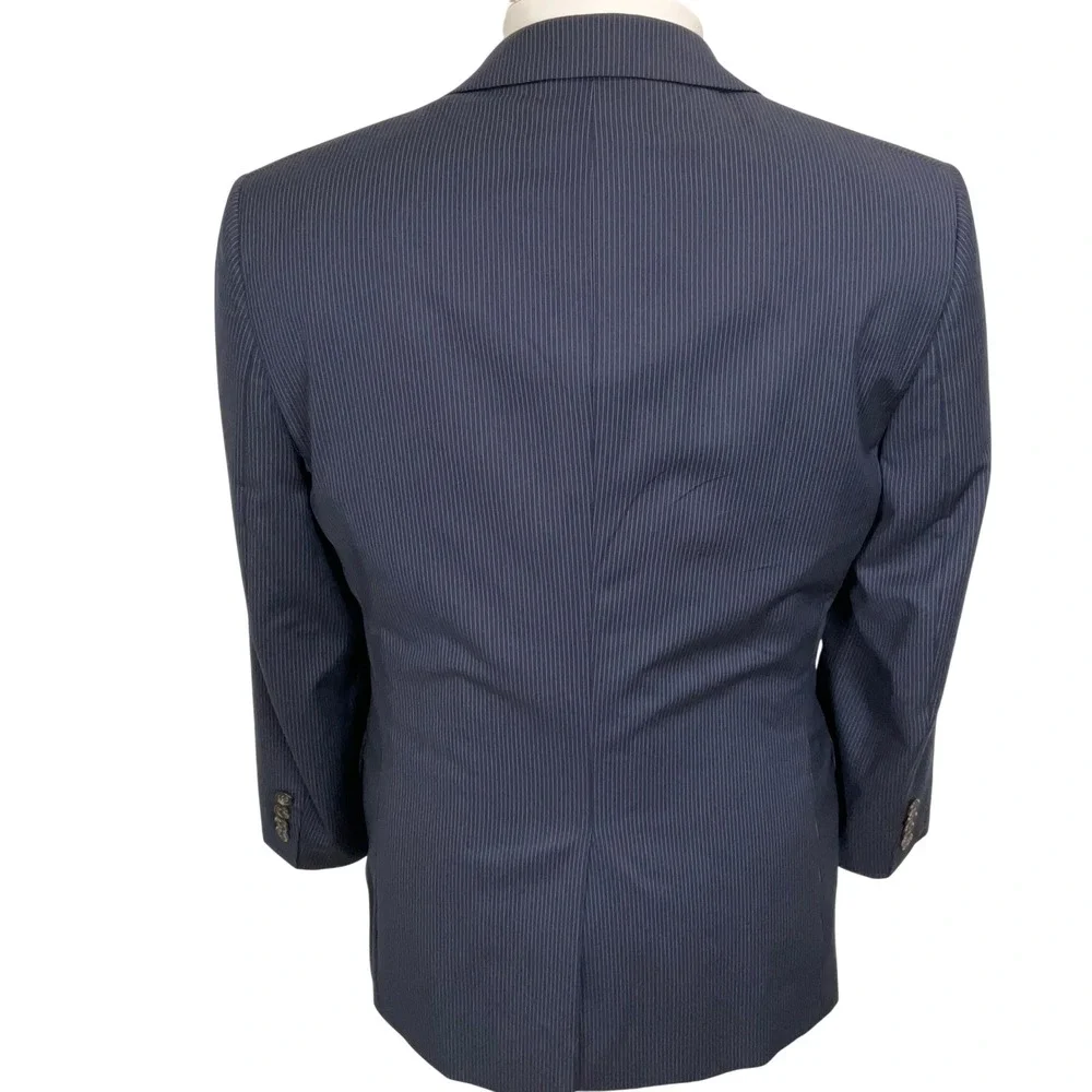 Ralph Lauren Blazer Men 38S Navy Pinstripe Corporate Wool 2-Button Suit Jacket